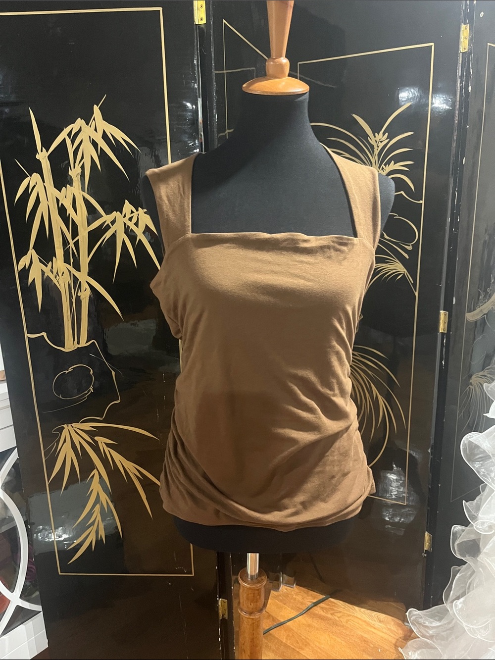 Classic Square-Neck Tank Top in Brown